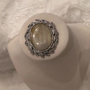Vintage silver and stone brooch